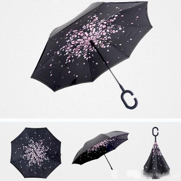 

windproof reverse closing double layer inverted umbrella and inside out upside down rain protection ultraviolet-proof travel umbrella fast