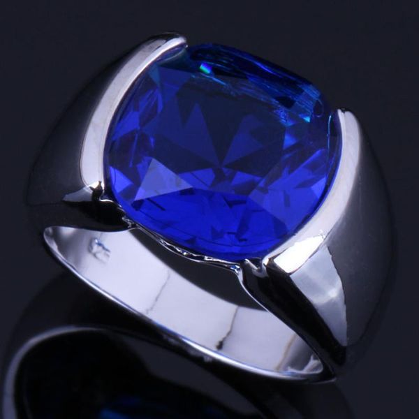 

super blue cubic zirconia silver plated ring v0618, Golden;silver