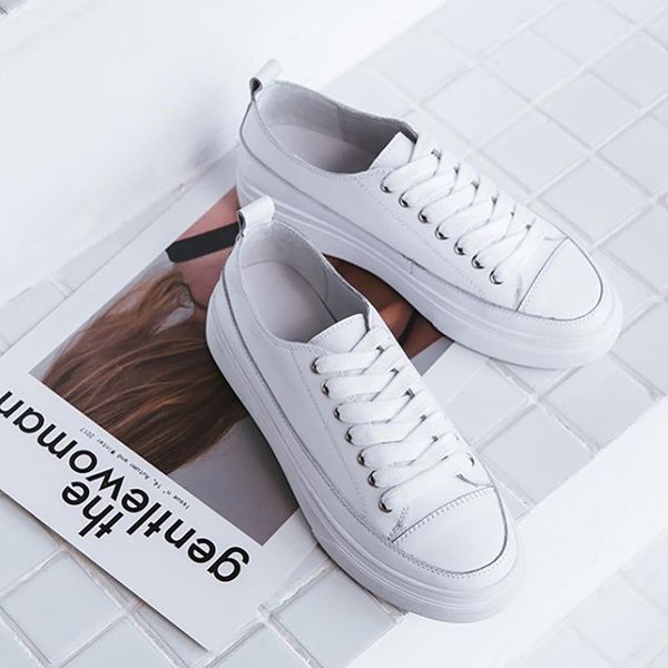 

meotina platform shoes women natural genuine leather flat casual shoes real leather lace up white sneakers ladies flats spring, Black