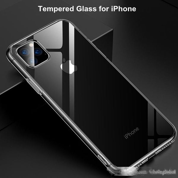 

tempered glass phone case cell phone back cover protector with soft tpu frame for iphone 11 pro max xr xs max