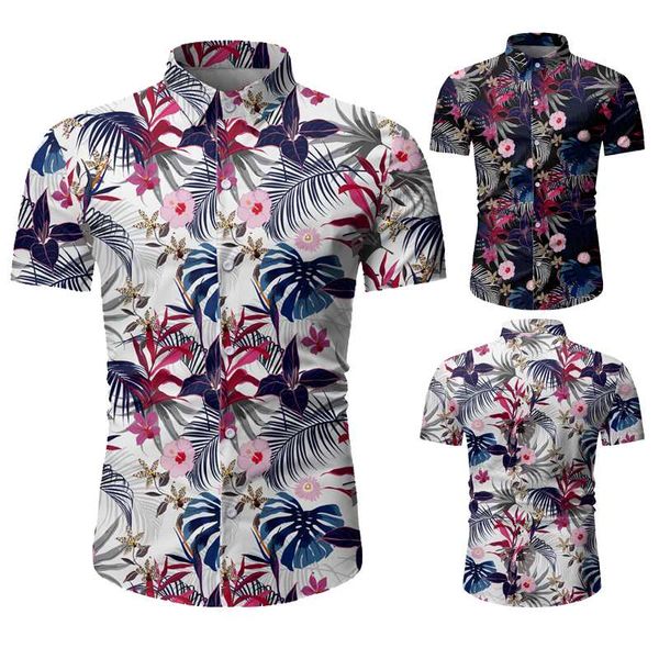 

men's summer short sleeve shirt beach shirts for men slim fit shirt hawaiian men casual button up, White;black