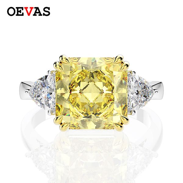 

oevas 100% 925 sterling silver created moissanite citrine sapphire gemstone wedding engagement ring fine jewelry wholesale, Golden;silver