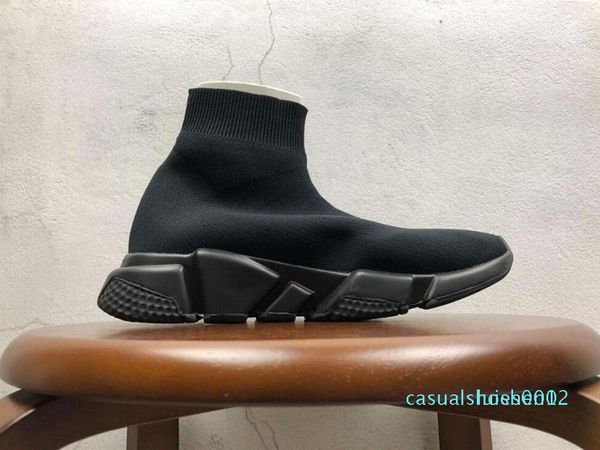 

with box big designer shoes speed trainer casual of triple socks flat fashion mens womens sports sneakers fashion size 36-47 c12, Black