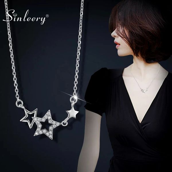 

sinleery delicate hollow star choker necklace rose gold silver color tiny crystal chain pendant necklace women jewelry xl130 ssc