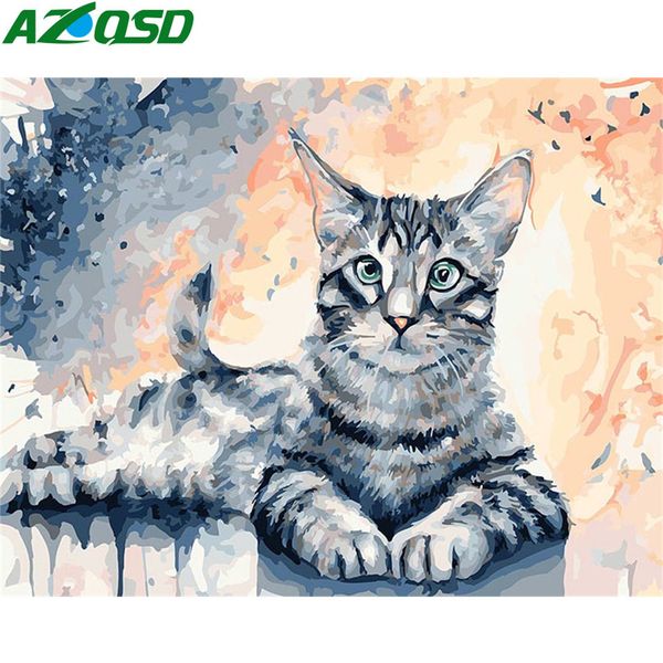 

azqsd coloring by numbers on canvas animal diy unframe acrylic paint oil painting by numbers cat home decoration