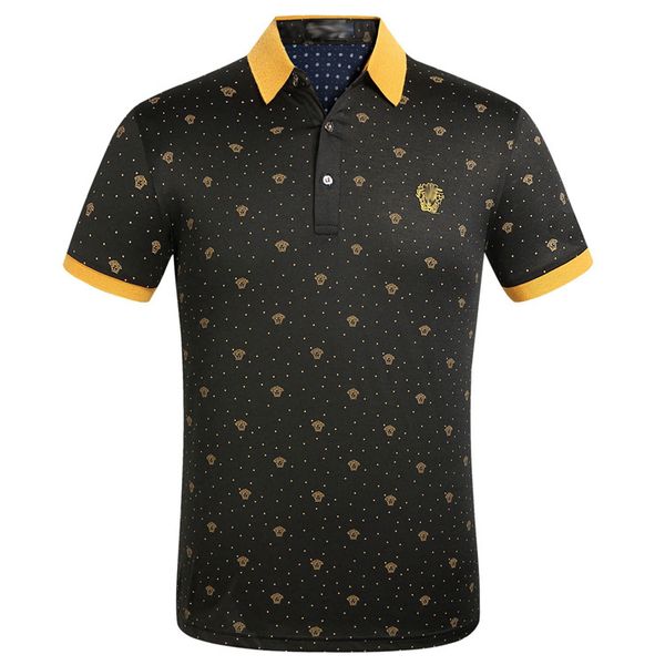 

men's short sleeve t-shirt summer 2019 new lapel designer t-shirt male polo shirt cotton, White;black