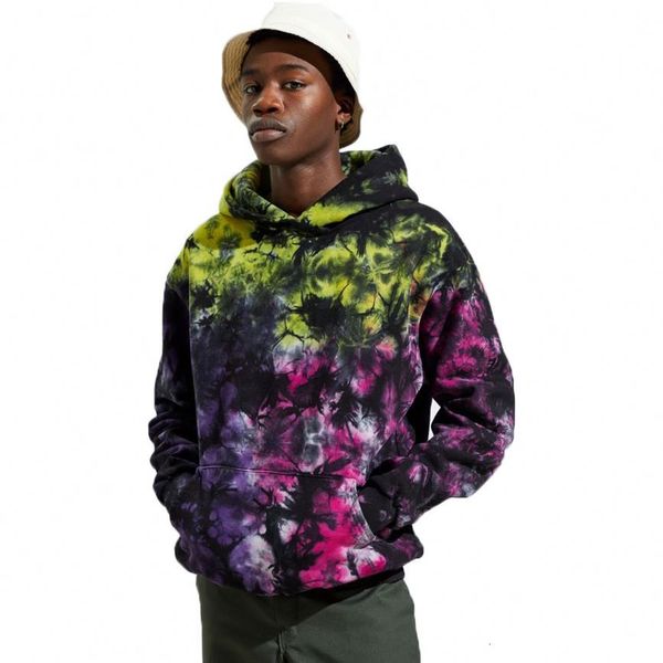 

mens 100% хлопок руно hoodie пользовательские tie dye толстовка толстовка, Black