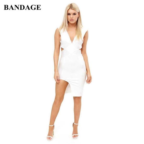 

bandage bodycon boutiques backless bandage dress white women vestidos deep v summer dress sleeveless celebrity party wear, Black;gray