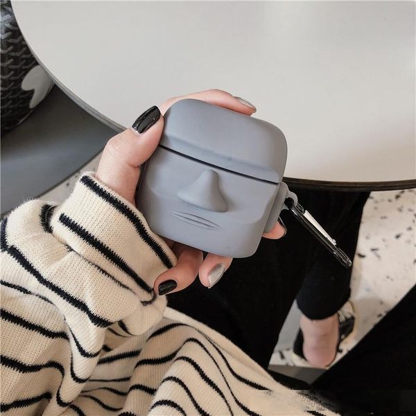 

for airpods pro case 3d moai design protective silicone case for apple airpods pro earphone charging box cover