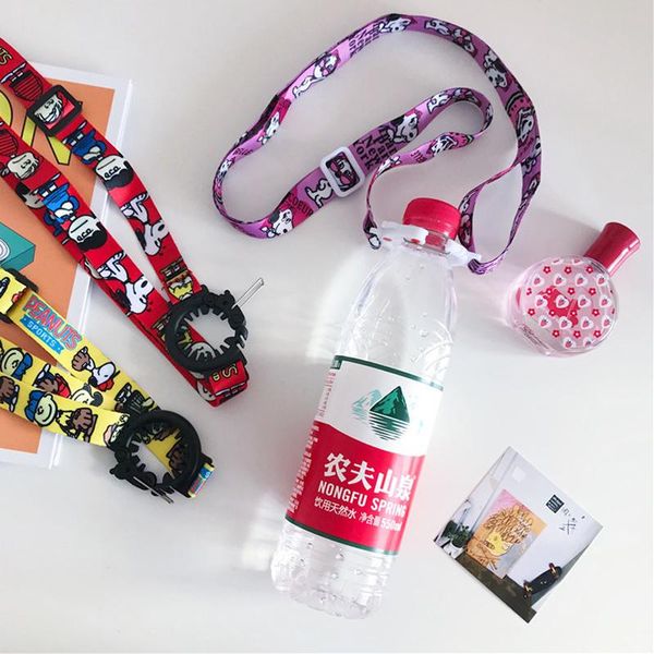 

adjustable beverage bottles lanyard water bottle buckles straps cartoon portable hiking outdoor travel kettle hanging rope dh1263 t03
