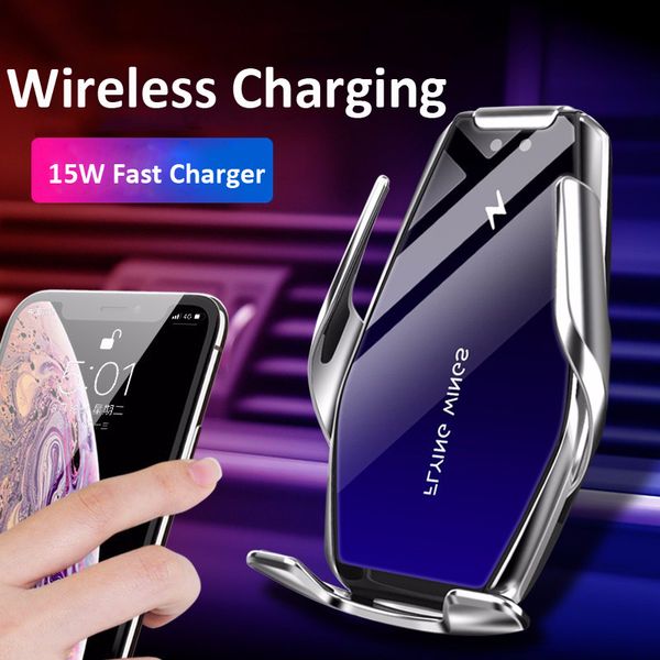 

15w car wireless charger fast charging magic clip automatic induction phone holder for iphone 11pro max for samsung