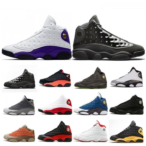 

new 2019 lakers rivals 13s cap and gown men designer basketball shoes 13 atmosphere grey he got game mens trainer sport sneakers size 8-13, Black