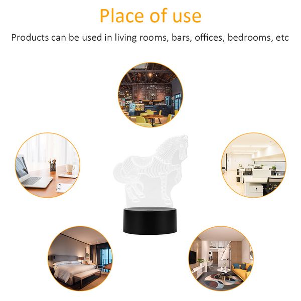 

new night lamp base1/2/5/10pc usb cable touch 3d led light holder lamp base night light replacement 7 color colorful light bases