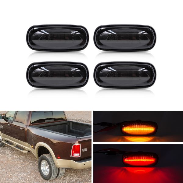 

4x for dodge 2500 3500 hd 2003-2009 smoked lens led dually bed side fender marker light