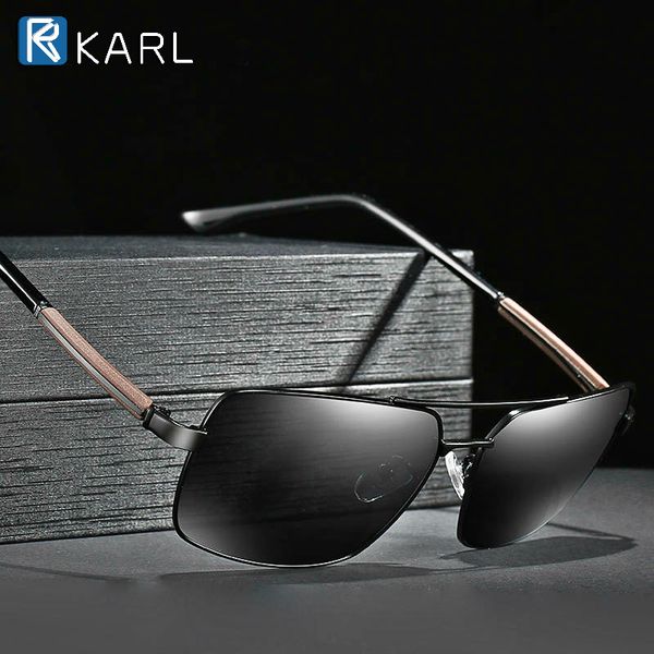 

2020 new square sunglasses men polarized lens suitable for driving fishing metal frame blue sun glasses male shades eyewear, White;black