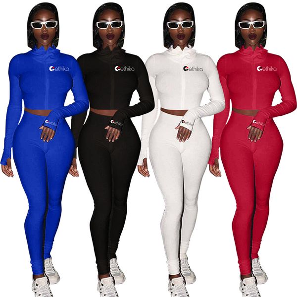 

длинные рукава конструкторы crop zip jacket zipper пальто hoodie топы и гетры брюки двухкусочный нижнее женщин ladies tracksuit купальники e, White