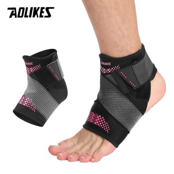 

ankle support aolikes adjustable pad protection elastic bandage brace guard sprains wrap heel for basketball, Blue;black