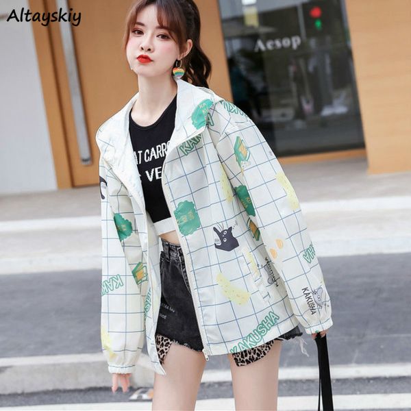 

sun-proof jackets women chic summer printed lovely ulzzang all-match college teens outwear leisure soft womens jacket, Black;brown