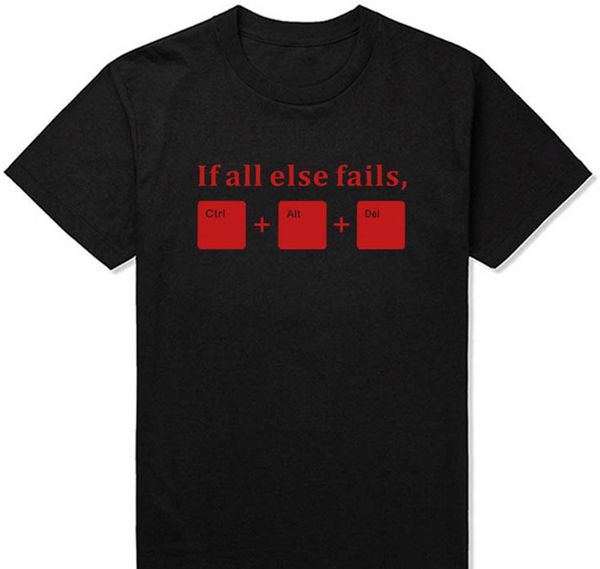 

новое лето смешной если ничего не помогает ctrl alt del tech support geek футболкам мужской шутки подарок ​​футболка с коротким рукавом мода