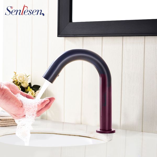 

bathroom sink faucets senlesen brass faucet water induction electric mablack mixer tap automatic hand touch sensor and cold