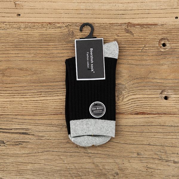 

autumn and winter double needle solid color men's mid-length fashionable and socks cotton men's socks cotton 0q4tu, Black