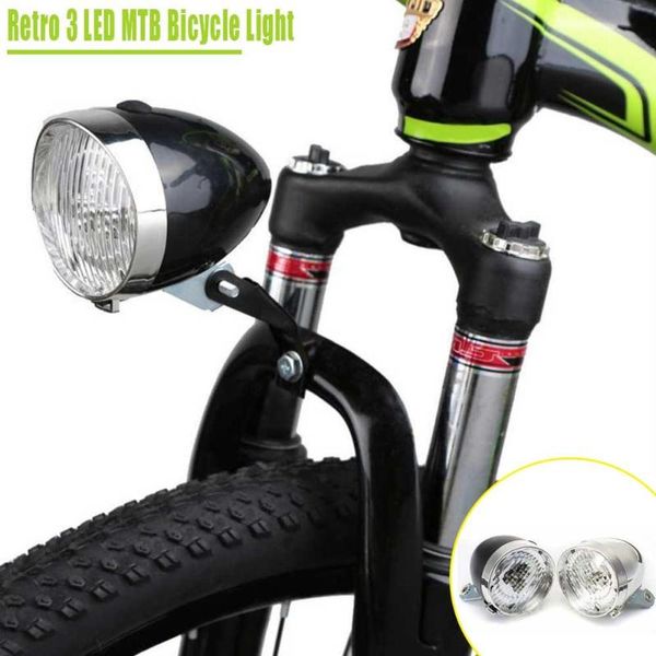 

cycling retro vintage bicycle 3led front light headlight safety warning night light bike accessories black silver bicycle lights