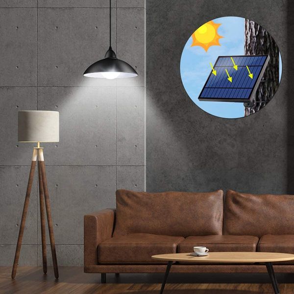 Waterproof 2 cabeça ao ar livre Solar Lights Black White Pendant Lâmpadas LED com controle remoto para casa Jardim Pátio