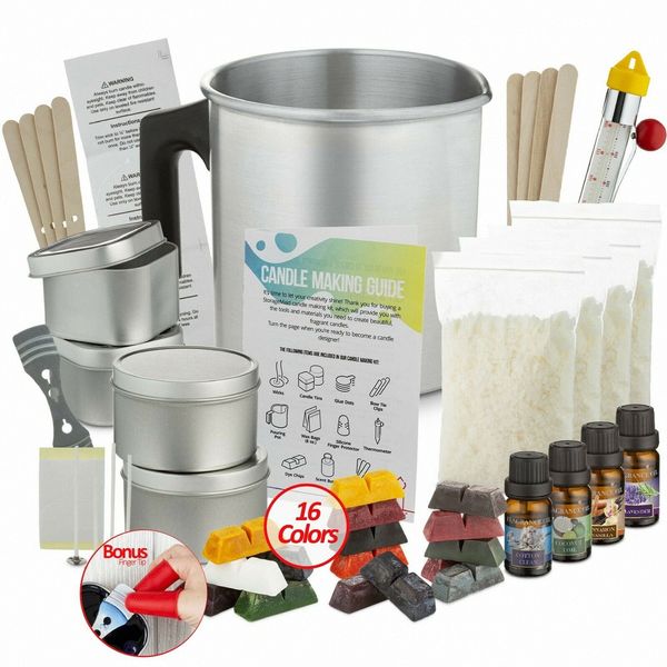 

candle making kit, soy wax flakes, wicks, pitcher, fragrance oil, dyes nz4h#