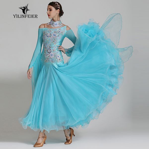 

ballroom dance competition dress fringe ballroom dress standard dance foxtrot tang costumes wear blue, Black;red