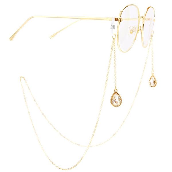 

womens crystal pendant eyeglass eyewears chains sunglasses lanyard reading glasses chain metal cord holder neck strap rope, Silver