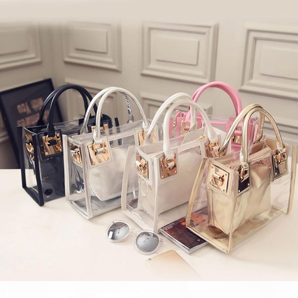 

women shoulder bag clear jelly clutch purse transparent handbag versatile interior slot pocket casual tote single shoulder bag