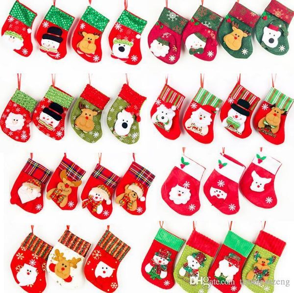 

2020 cute christmas stocking snowman elk santa claus candy gift bags for children cutlery bag tree hanging ornament home decor