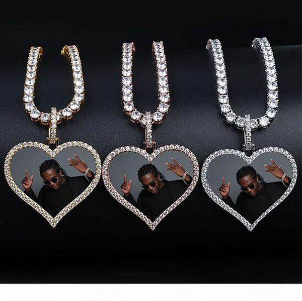 

custom made p love heart shape medallions pendant necklace 24inch tennis chain silver gold iced out men women couple pendant