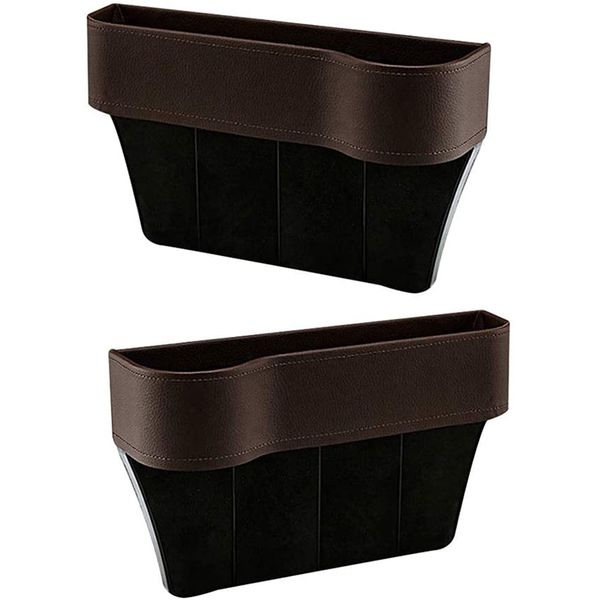 

2pcs автомобилей universal storage box переднего сиденья ящик для хранения автокресло щелевая отделка brown
