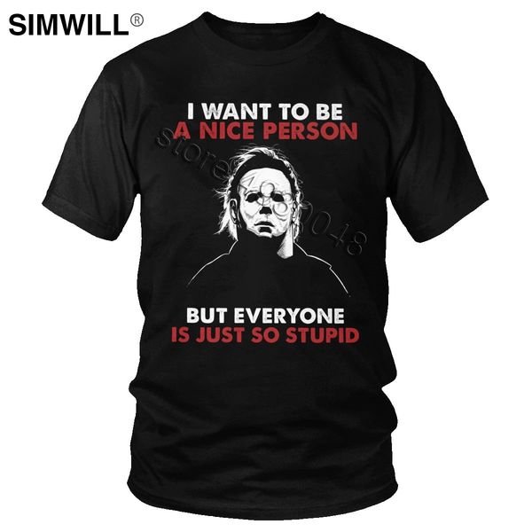 

michael myers t shirt men pure cotton halloween horror mike movie tees shirt short sleeves o-neck film fans t shirts big size