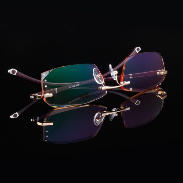 

diamond trimming rimless male's eyeglasses gorgeous optical frame mr series hard lens for fashion gentleman glasses frame, Black