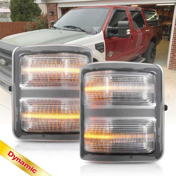 

clear dynamic водить side mirror marker light для 08-16 f250-f550 super duty амбер turn signal белый ходовые огни