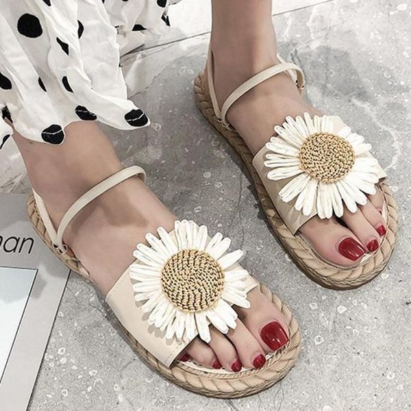 

summer casual shoes sandals for womens flats flip-flops open toe female comfortable straw shoes slippers #6.11, Black