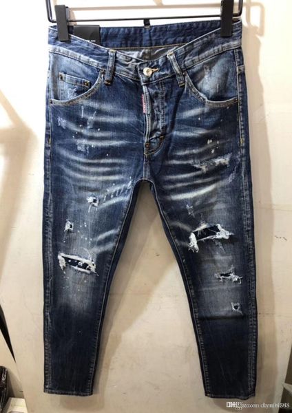 

european standing men's jeans, men's jeans, a pair of skinny jeans and black embroidered skulls#0144, Blue