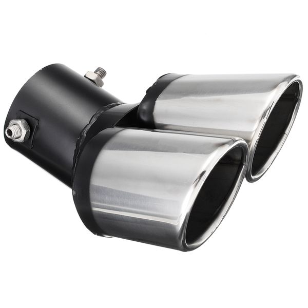 

2pcs universal car decoration chrome tail pipe stainless steel curved dual-outlet exhaust trim muffler pipe tail for for ben