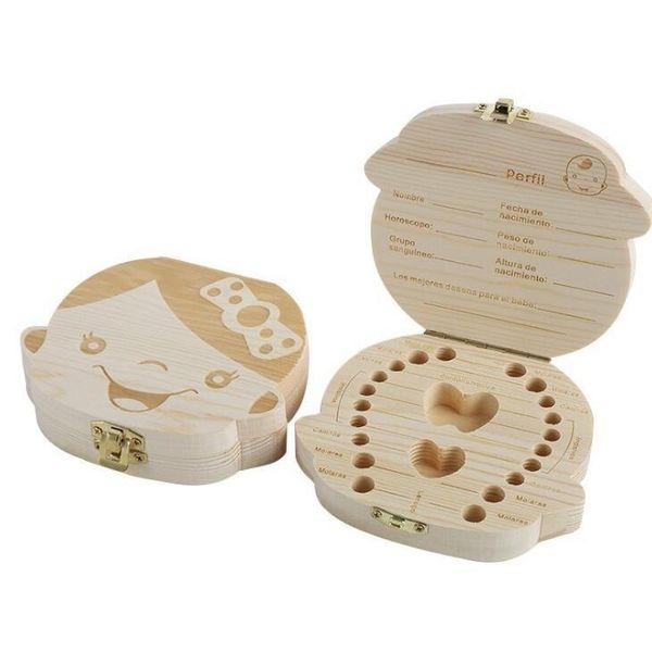 

baby teeth box organizer save milk teeth wood storage box great gifts 3-6years creative for kids boy girl image lx1847