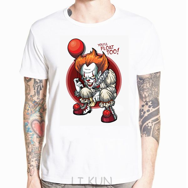 

it movie t shirt men's stephen king printed clown tees fear halloween pennywise custom male t-shirt streetwear