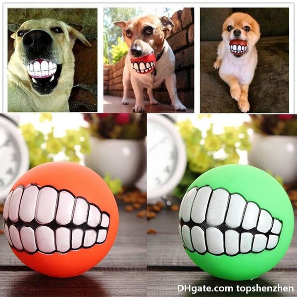 

Funny Pets Dog Puppy Cat Ball Teeth Toy PVC Chew Sound Dogs Play Fetching Squeak Toys Pet Supplies Puppy Ball Teeth Silicon Toy