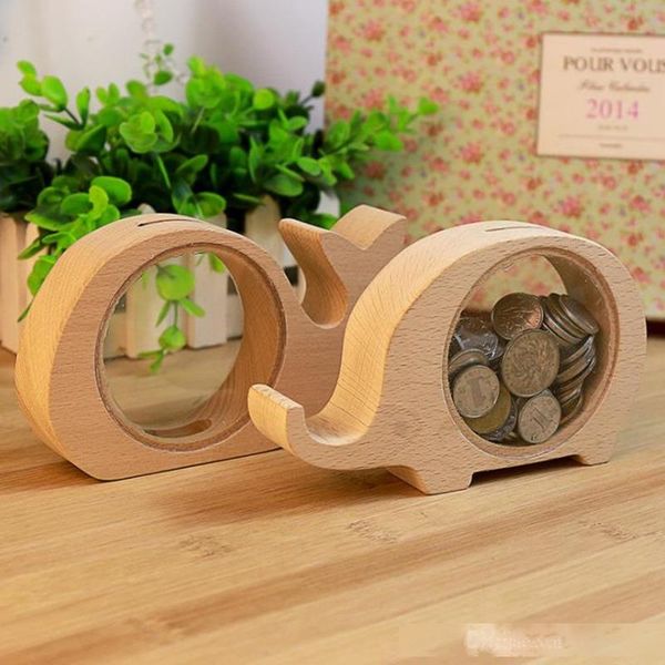 

wooden animals money saving box gifts for kids elephant banks coins bank transparent whale hippo money storage box