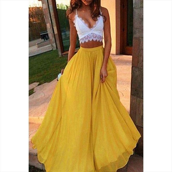 

spring and summer autumn chiffon cool skirt womens elastic waist double anti going ladies long solid color elegant skirt, Black