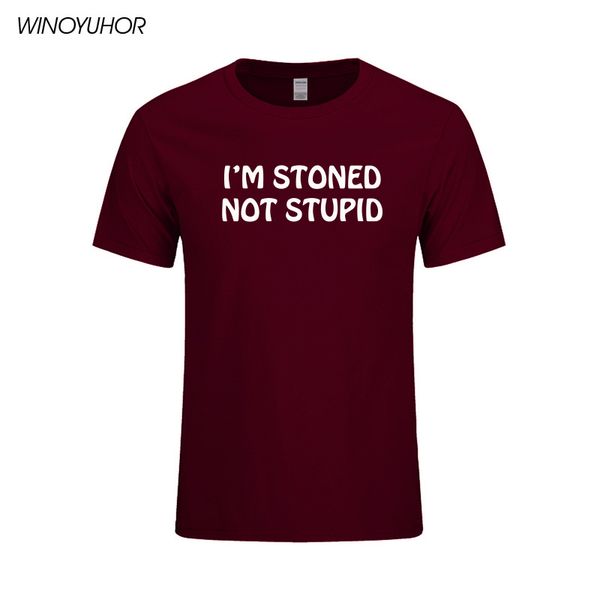 

i'm stoned not stupid print men t shirt cotton fashion casual funny shirt for man joke gift short sleeve tee