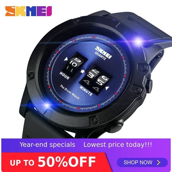 

skmei patented design mens watch fashion quartz watches waterproof big dial pu strap wristwatches reloj hombre 1546 watch men, Slivery;brown
