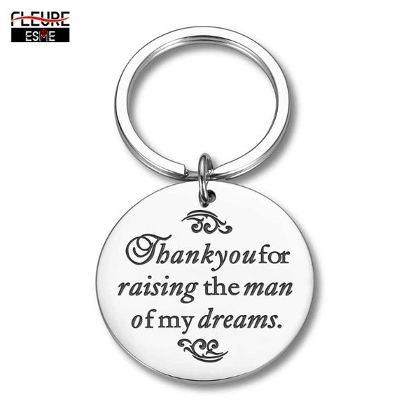 

keychain key ring pendant thank you for raising the man of my dreams gifts for future mother groom bride wedding birthday gift, Silver
