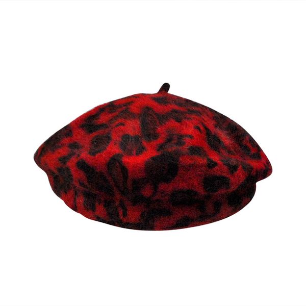 

droppshiping women winter beret hat leopard pattern warm bannie cap for outdoor bfj55, Blue;gray