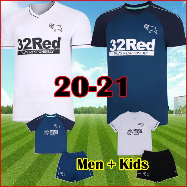 

2021 дерби каунти top kit трикотажные изделия футбола rooney 20 21 дерби каунти дома белый прочь синий футбол комплект рубашки мужчин + малы, Black;yellow